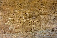 Les géants  Le thême des géants vivant au temps où les roches étaient molles est récurrent dans les récits des Touaregs qui expliquent ainsi l'existence de figurations rupestres, au point que l'un des principaux sites rupestres  porte un des noms donnés aux géants primordiaux (Ijobbaren). : djanet sebeiba jabbaren
