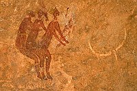 Boeuf porteur  Personnages assis sur un boeuf porteur. : djanet sebeiba jabbaren